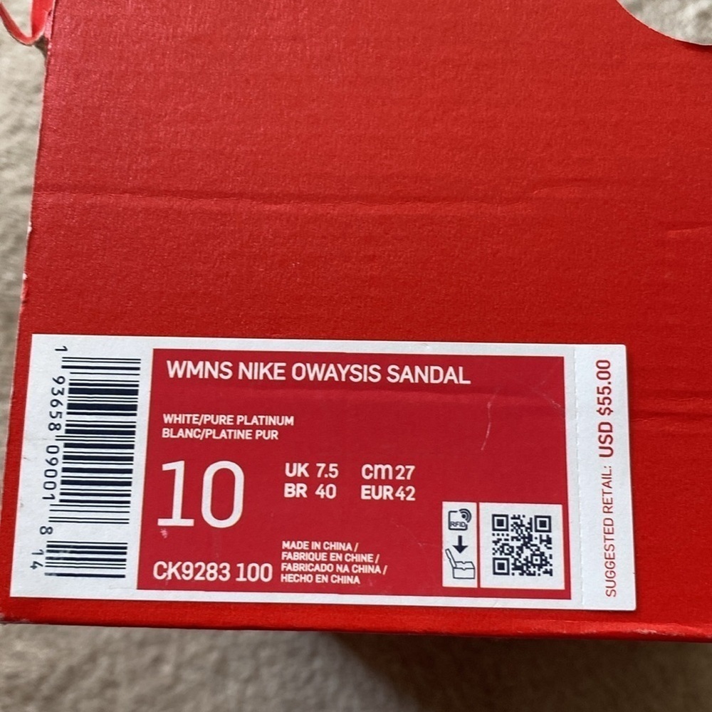 Nike WMNS OWAYSIS Sandal, White/Pure Platinum, Size 10​​​​​​ - Picture 10 of 10